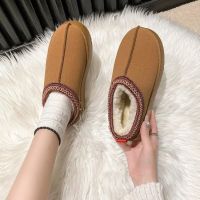 Women 2022 New Fur Short Plush Flip Flops Platform Slippers Winter Shoes Casual Home Cotton Shoes Warm Flats Boots Mules Zapatos