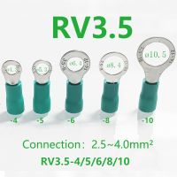 หัวต่อแบบจีบ50ชิ้น,ขั้วต่อ RV3.5-4/5/6/8/10แหวนหุ้มฉนวน AWG14-12ท่อลวดแทรก2.5-4.0mm ² Max37A