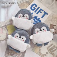 MOUSSON กระเป๋าผู้หญิงใหม่น้อยน่ารักน่ารักนกเพนกวิน Dompet Koin ปากซองสีแดงกระเป๋าเหรียญสายข้อมูล