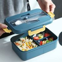 Hot Lunch Box with Spoon Chopsticks Wheat Straw Dinnerware Food Storage Container Children Kid School Office Microwave Bento Box