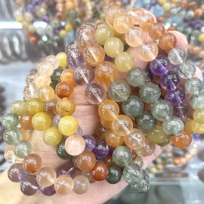 [COD] Qiaoen factory direct approval of natural crystal bracelet womens colorful rabbit colored hair single circle festive
