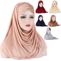 หน้าผาก Cross ผ้ารัดผมผ้าพันคอสีเข้ม Glitter เลื่อมเจอร์ซี่ Hijabs ที่คาดผมมุสลิมผู้หญิง Turban หมวกวิกผม Headscarf