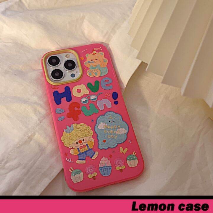 lemon-เคสโทรศัพท์มือถือ-แบบนิ่ม-ลายการ์ตูนกราฟฟิตี้-สีชมพู-มันวาว-สไตล์เกาหลี-สําหรับ-14-14pro-14plus-14promax-7-8-7plus-8plus-11-12-x-xs-xr-xsmax-11pro-12pro-11promax-12promax-13-13pro-13promax-qc731