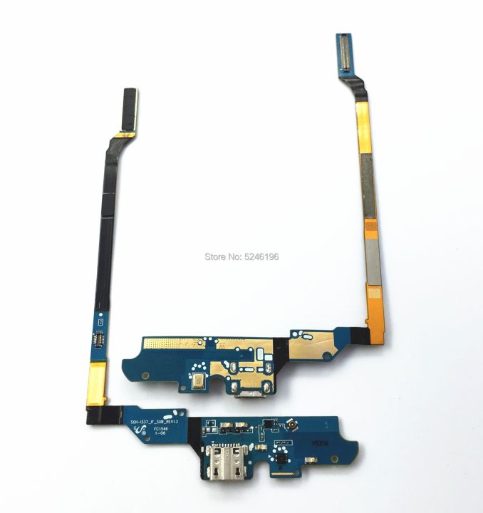 บอร์ดชาร์จ USB ดั้งเดิม1ชิ้นชาร์จพอร์ตแผงวงจรหัวต่อสายเคเบิ้ลยืดหยุ่นสำหรับ Samsung Galaxy S4 I9500 M919 I337 I9505ชิ้นส่วนไมโครโฟน