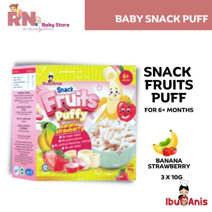 BABY SNACK PUFF - IBU ANIS Snack Fruits Puffy Banana Strawberry Makanan ...