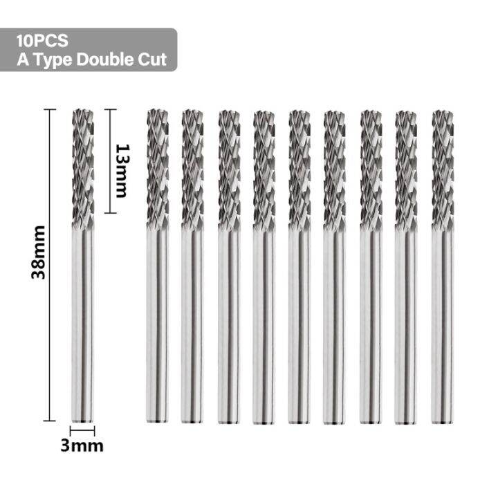 xcan-10pcs-3mm-shank-double-cut-tungsten-carbide-rotary-burr-sets-for-dremel-rotary-tools-rotary-file