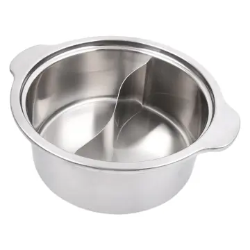 Divided Hot Pot Pan Chinese Dual Sided Pot with Divider Stainless Steel  Shabu