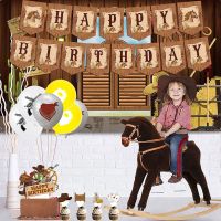 Cartoon Western Cowboy Theme Birthday Party Decoration Supplies Balloon Sling Banner Layout Cake Row Baby Shower Props Girl Gift