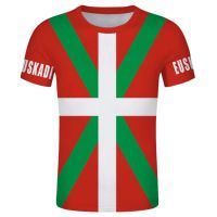 เสื้อยืด Euskadi จากภาษาสเปนเสื้อเจอร์ซีย์ธงเสื้อยืดตัวเลขชื่อเมืองชุมชนอิสระแบบ DIY