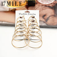 17 MILE 6 คู่/เซ็ตVintage Goldสีวงกลมขนาดใหญ่Hoopต่างหูผู้หญิงSteampunk Ear Clipเครื่องประดับเครื่องประดับของขวัญ