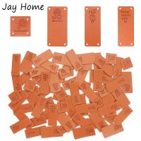 40PCS Handmade Leather Labels PU Handmade Tags Labels Hand Made Tags Button with Holes Embossed Tag DIY Apparel Accessories Labels