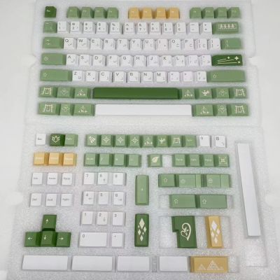 Design Nassida Keycap Grass God Milk Green 140 Keys/Sets Cherry Profile DYE Subbed ISO Enter For Mechanical Keyboard