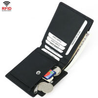 Short RFID Men Wallets Genuine Leather Zipper Coin Pocket Card Holder Male Purses New Fashion High Quality Small Wallet For Men