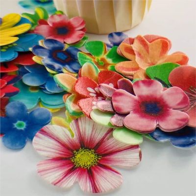 【CW】✾♦✟  Edible Flowers Wafer Paper Toppers 50pcs for Decorating Rice Food Decorations Baking