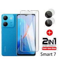 2in1สำหรับ Infinix Smart 7กระจกเทมเปอร์6 Smart 6 Smart 5 2.9D ฟิล์มปกป้องหน้าจอ9H + ป้องกันหน้าจอเลนส์หลังปกป้องหน้าจอ Smart 7 HD Smart 4 Smart 6 Plus