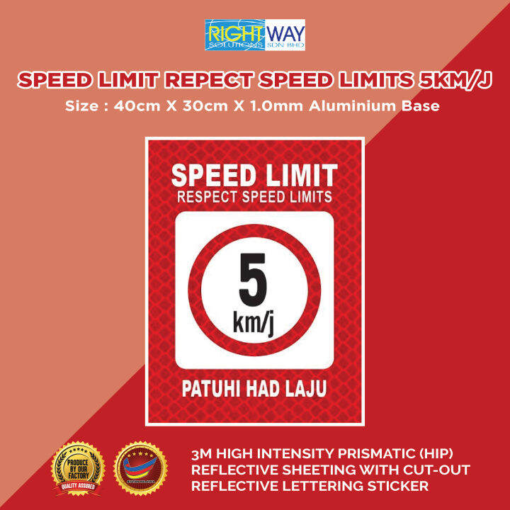 Speed Limit repect speed limits 5km/j SIGN_40CM X 30CM X 1.0MM ...