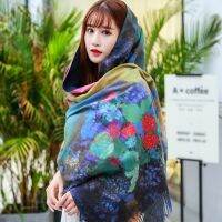 [A Flexible] ผ้าพันคอพิมพ์ดิจิตอลแคชเมียร์ภาพวาดสีน้ำมัน Shawlllong ผ้าพันคอ WarmScarf โรงงานโดยตรง Saleswomen ผ้าพันคอ