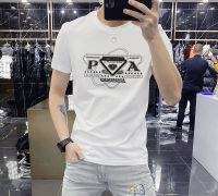 Europe station summer new rhinestone short sleeve T-shirt mens fashion brand European goods half sleeve trend printing T-shirt bottoming shirt