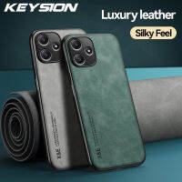 KEYSION เคสหนังแบบย้อนยุคสุดหรูสำหรับ Redmi 12 5G 12 4G ซิลิโคนนิ่ม + PC ที่ครอบสำหรับ Xiaomi หลังโทรศัพท์กันกระแทก POCO M6 Pro 5G