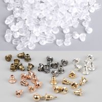 50 100pcs Jewelry Findings Metal Accessories Beads DIY Ear Plugs Post Nuts Clear Soft Silicone Rubber Earring Backs Plug Cap