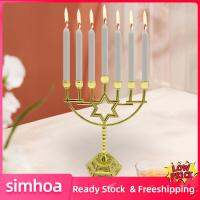 Simhoa 7หัวเชิงเทียนตั้งโต๊ะ Hanukkah Menorah สำหรับงานเลี้ยงห้องนั่งเล่นในบ้าน