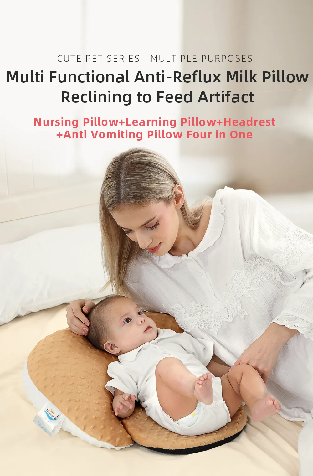 SUNVENO Multi-functional Baby's Breast-feeding Pillow, Anti-Reflux Milk  Mattresses for 0-12 Months Newborn,Cartoon Funny Style Anti vomiting Slope  Pad | Lazada PH