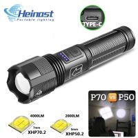 4 Core Led Flashlight Aluminum Alloy XHP70.2 XHP50.2 Tactical Hunting Torch Usb Rechargeable Zoomable Lantern 18650 Battery Rechargeable  Flashlights