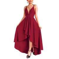 Formal prom dress long red tail party ball gown evening