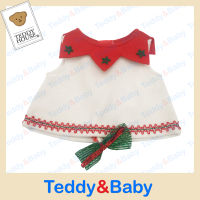 Teddy House : ชุดตุ๊กตา  ชุดกระโปรงขาวปกแดง christmas  ขนาด 14 นิ้ว