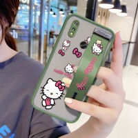 UCUC เคสโทรศัพท์เคสสำหรับ Realme 3 Pro Case (มีสายรัดข้อมือ) กันกระแทก Frosted กลับการ์ตูนน่ารัก Hello-Kitty ปลอกขอบฝาครอบเลนส์ป้องกันเลนส์โทรศัพท์บางเฉียบกรณี