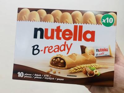 Nutella B-Ready นูเทล่า บี นูเทลล่าแท่ง เวเฟอร์อบกรอบสอดไส้นูเทลล่า (1 กล่อง มี 10 ชิ้น)