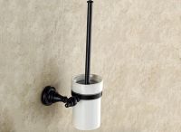 ∋ↂﺴ Black Oil Rubbed Brass Bathroom Hardware Accessories Wall Mounted Toilet Brush Holder Ceramic Cup Dba827