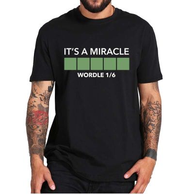 Wordle Its A Miracletshirt Funny Famous Game Lovers Gift Tee Soft 100 Cotton Mens T Shirt 100% Cotton Gildan