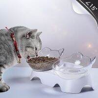 [Big Spade] ชามสัตว์เลี้ยงแมวพร้อมขาตั้ง Non SlipCat Bowl Water Food Feeder Transparent Cat EarRounded ForDog Accessories