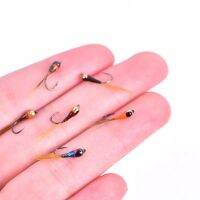 6PCS Tungsten Perdigon Nymph Small Beadheads Fly Rainbow Brown Trout Grayling Brook Trout Fishing Quick Sink Fly