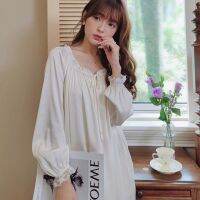 【 WYIN kitchen】 Summer Lace Patchwork Nightgown Sleepdress Beige Long Women Kimono Dressing Gown Lingerie Sexy Rayon Nightwear Loungewear