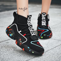 Fashion Painting Black High Sock Running Shoes Men Classic Couples Sock Shoes Sports Breathable Platform High top Sneakers Women