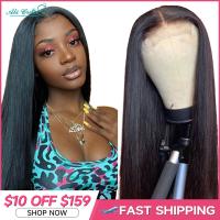 【jw】◘ Straight Human Hair Wigs 5x5 Closure Wig With Baby Pre-Plucked 13x4 Front