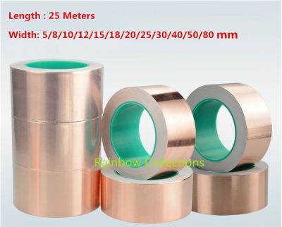 5-50mm Width 25 Meters Double copper foil tape Copper double sided conductive copper foil tape Conductive tape shielding tape Adhesives Tape