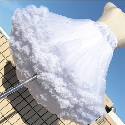 【CC】✳☈┋  Clouds Petticoat Kawaii Elastic Waist Mesh Tulle Skirts Teen Puffy Ruffle Short Tutu 45CM