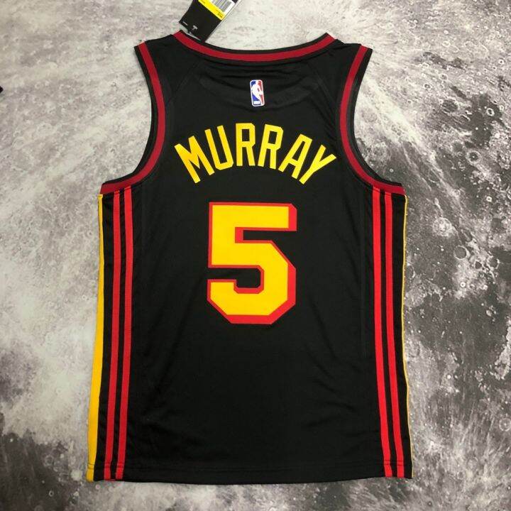 เสื้อกีฬาบาสเก็ตบอล-ลายทีม-atlanta-hawks-dejounte-murray-สีดํา-สําหรับผู้ชาย-2023