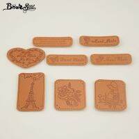 DIY Button Logo Hand-made PU label accessories zakka style small hand-sewn decorative leather label Patchwork 8 designs Stickers Labels