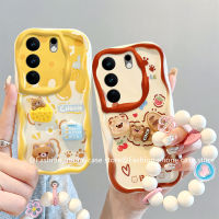 เคสโทรศัพท์ VIVOV29 VIVO V29 Pro V25e V25 Pro 5G เคส Phone Case 3D สีสันสดใสลายการ์ตูนมาการองน่ารักพร้อมสร้อยข้อมือดอกไม้กรอบซิลิโคนนิ่ม2023