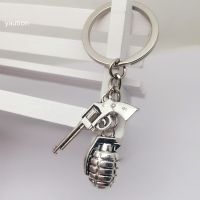 1pcs New Fashion Keychain 3D Military Grenade Gothic metal gun Pendant DIY Keychain