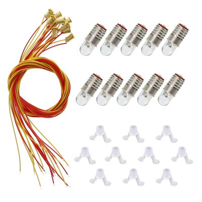 10pcs Warm White Bright White E5 E5.5 LEDs Screw Bulbs Stand Holder 12V HO/TT/N Scale E505