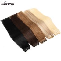 Isheeny Human Hair Weft Brazilian Remy Human Hair Bundles Sew In Hair Weaves Black Brown Blonde Straight Natural Hair 50g Wig  Hair Extensions  Pads