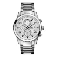 นาฬิกาข้อมือผู้ชาย W0075G3 GUESS Masculine Silver Tone Dial Silver Tone Stainless Steel Bracelet Men Watch