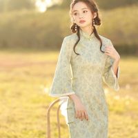 ② ปรับปรุง Cheongsam ที่ทันสมัยผู้หญิงที่สง่างามชุดจีน Orientale แบบดั้งเดิม Vestido Chino Mujer จีน Qipao สวมใส่ในชีวิตประจำวัน