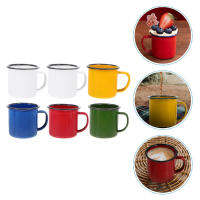 Mlinstudio 6pcs howheld enamel cugs retro retro style enamel cups colored colored colmel coch coffee coffee cungs