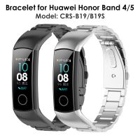 สายนาฬิกาโลหะสำหรับ Huawei Honor Band 5สายรัดข้อมือสร้อยข้อมือเหล็ก Honor Band 4อุปกรณ์เสริมสแตนเลสสายนาฬิกาข้อมือผู้ชายผู้หญิงใหม่